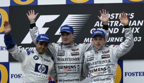 Montoya, Coulthard e Raikkonen